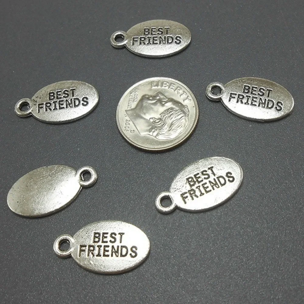 10pcs Best Friends Charms, silvertone metal, jewelry supplies‎